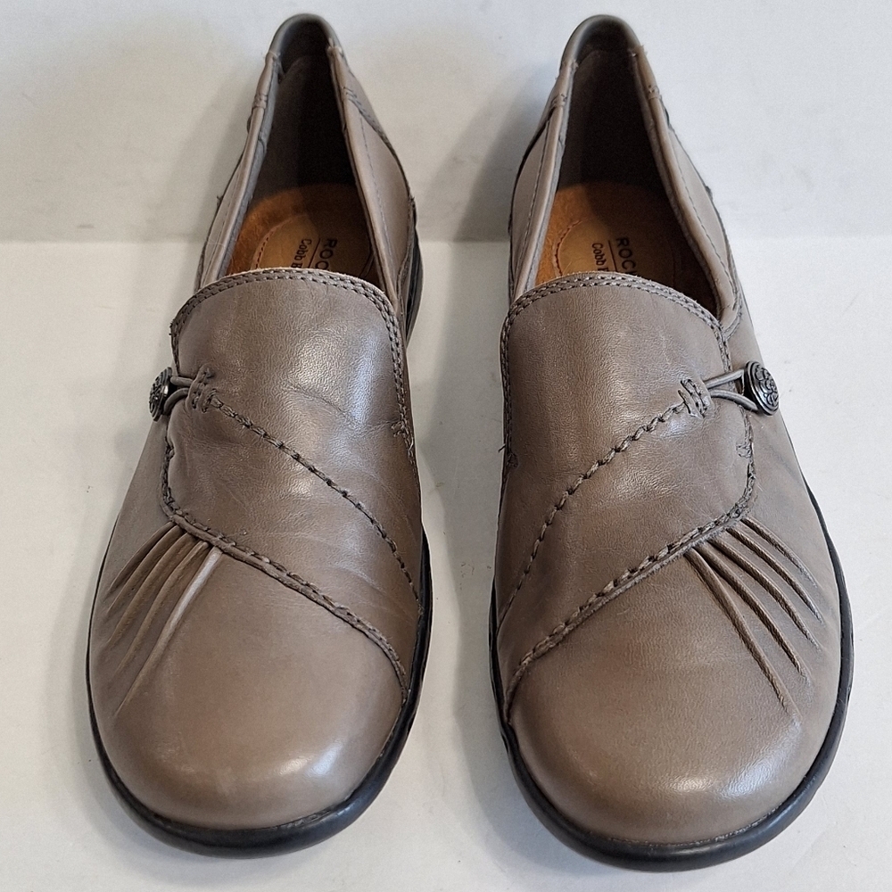 Rockport Cobb Hill Taupe Leather Slip-On Padded Insole Comfort Shoes Size 7N